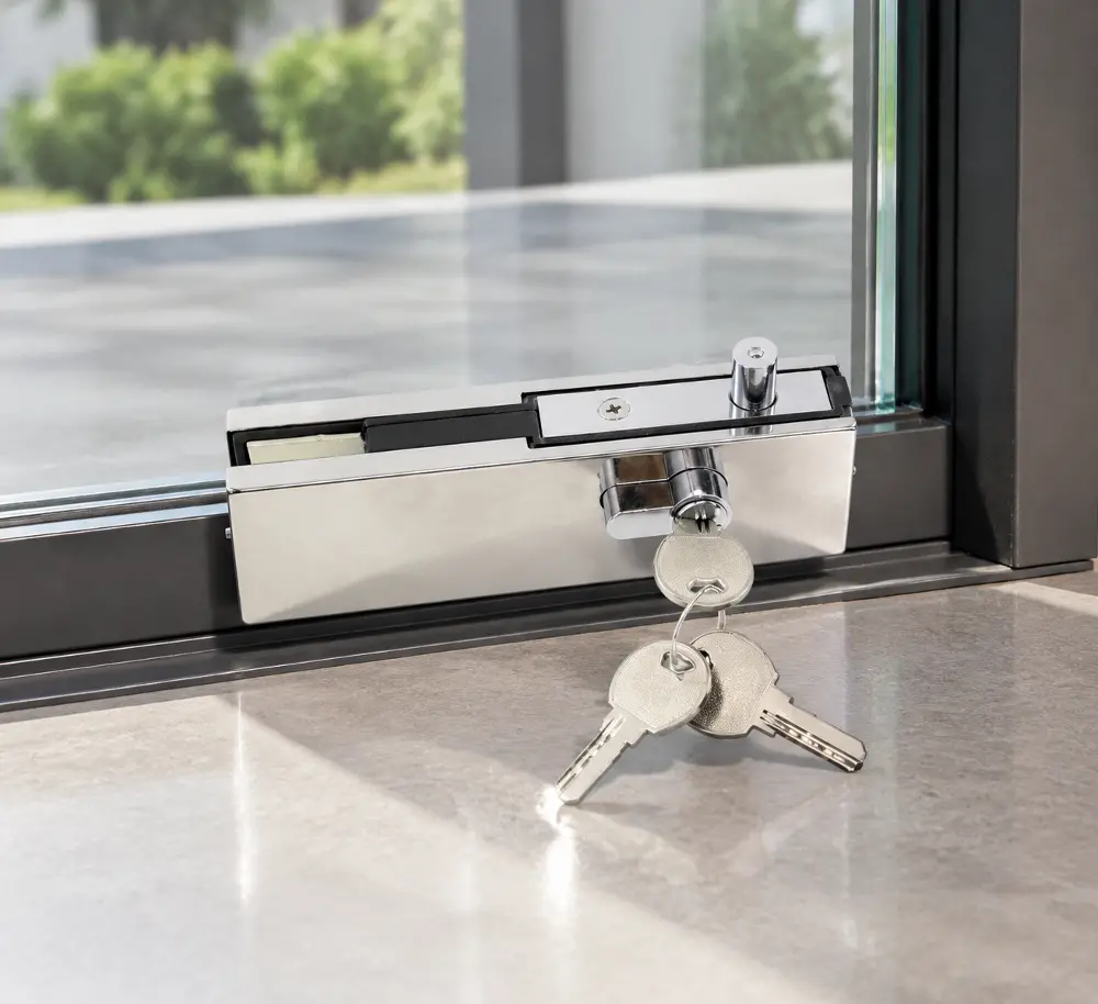 Sliding glass door roller finish and mounting detail